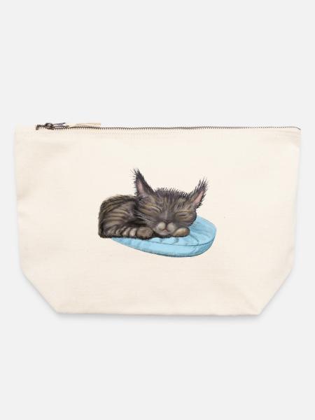 Schlafende Katze - Canvas Reißverschluss-Täschchen (22 x 23 cm) - Naturweiß