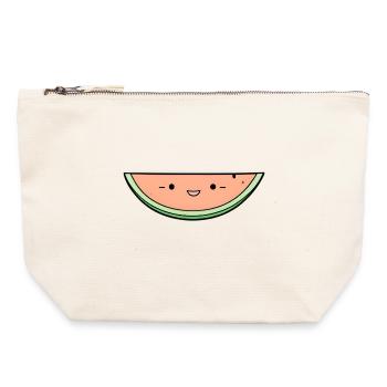 Tranche de melon de kawaï - Pochette zippée en toile 22 x 23 cm - blanc naturel - Devant