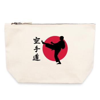 Karate - Canvas Reißverschluss-Täschchen (22 x 23 cm) - Naturweiß - Vorne