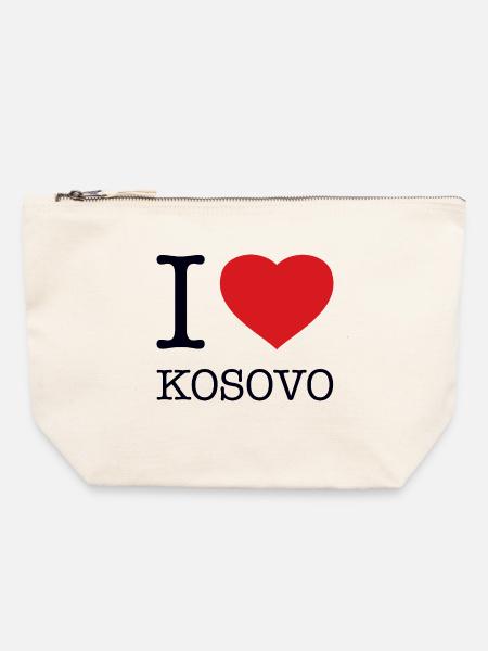 I LOVE KOSOVO - Canvas Reißverschluss-Täschchen (22 x 23 cm) - Naturweiß