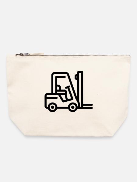 Gabelstapler - Canvas Reißverschluss-Täschchen (22 x 23 cm) - Naturweiß