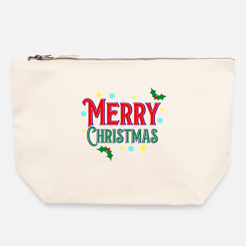 Merry Christmas - Canvas Zip Pouch 22 x 23 cm - nature