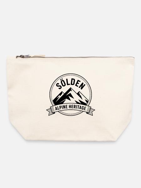 Sölden - Souvenir Design - Canvas Reißverschluss-Täschchen (22 x 23 cm) - Naturweiß