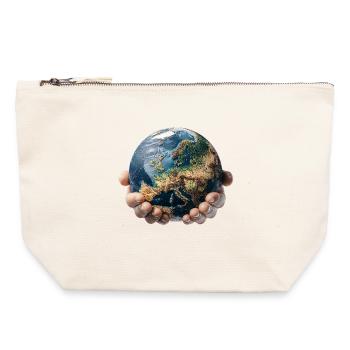 Earth in Hands: Global Responsibility - Canvas Zip Pouch 22 x 23 cm - nature - Front