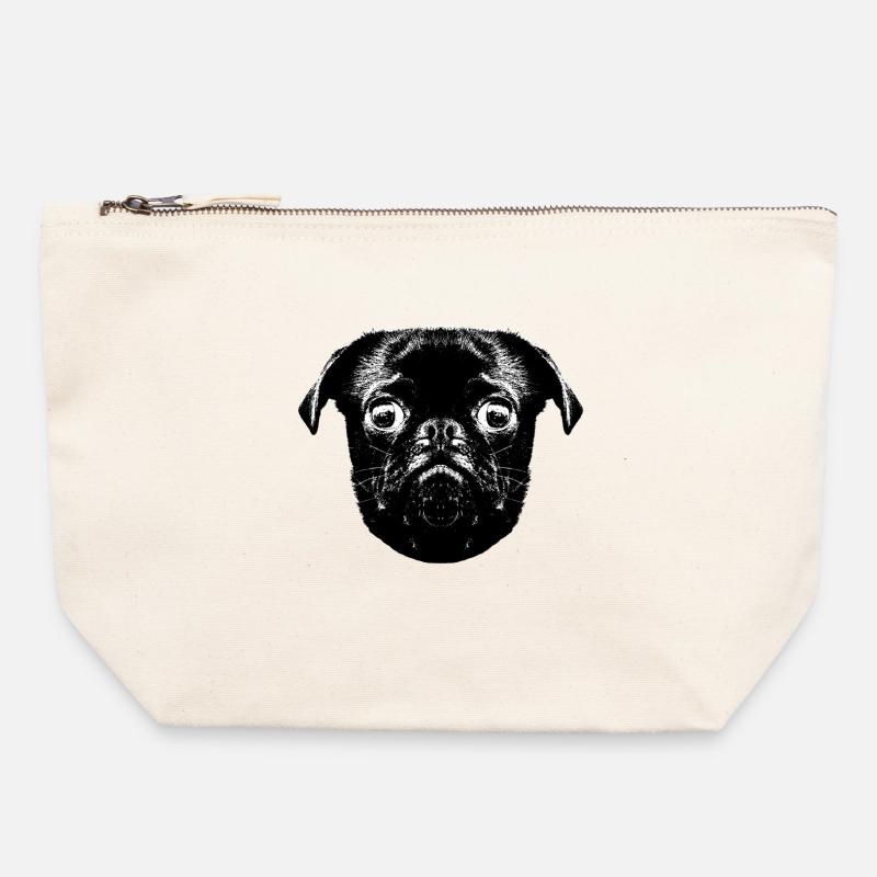Otto's Mops hopst - Canvas Reißverschluss-Täschchen (22 x 23 cm) - Naturweiß