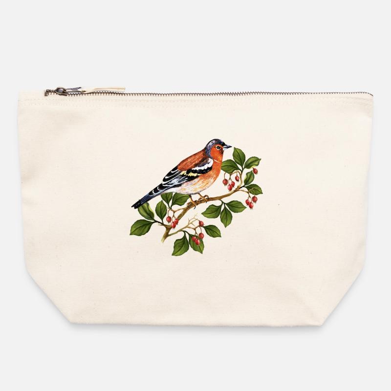 Bunter Vogel - Canvas Reißverschluss-Täschchen (22 x 23 cm) - Naturweiß