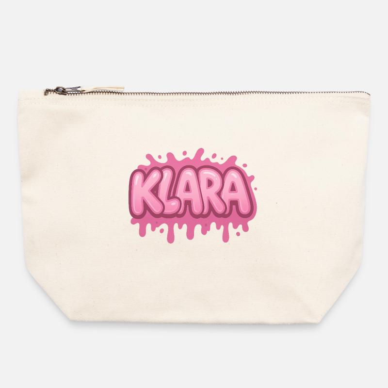 Graffiti KLARA Name, ideal printable gift - Canvas Zip Pouch 22 x 23 cm - nature
