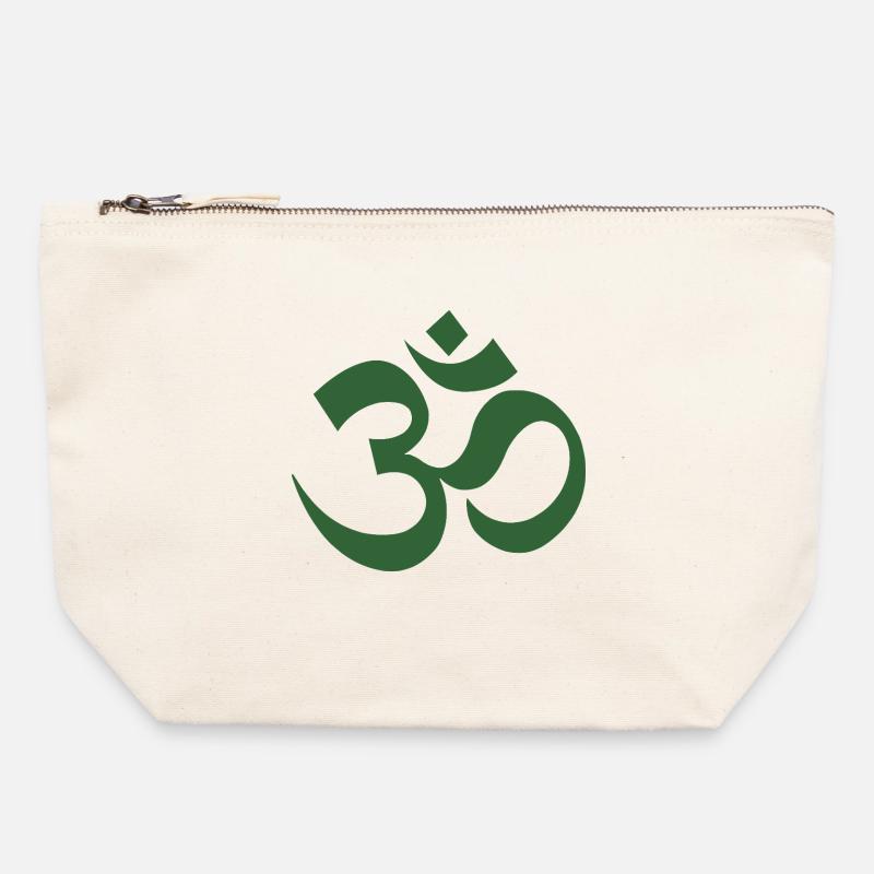 Om Symbol Dharma Pattern - Canvas Zip Pouch 22 x 23 cm - nature