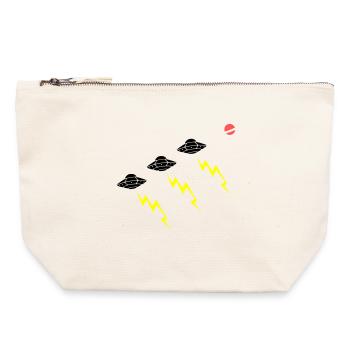 UFO Invasion Lightning Attack Alien Vector - Canvas Zip Pouch 22 x 23 cm - nature - Front