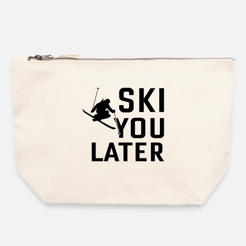 Ski You Later SVG – Modernes Statement Design - Canvas Reißverschluss-Täschchen (22 x 23 cm) - Naturweiß