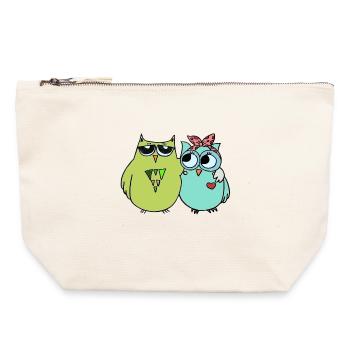 Amitié colorée avec les chouettes - Pochette zippée en toile 22 x 23 cm - blanc naturel - Devant