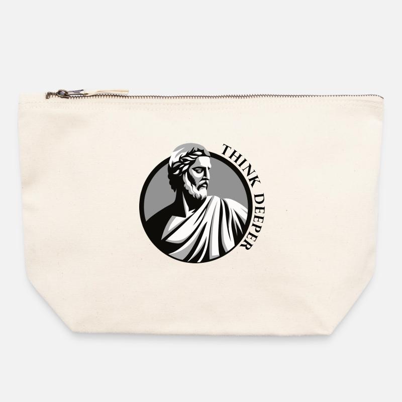 Classic Greek Philosopher | "Think Deeper" | Stoic - Canvas Zip Pouch 22 x 23 cm - nature