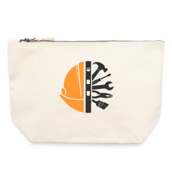 Bauhelm & Werkzeug – Handwerker Logo - Canvas Reißverschluss-Täschchen (22 x 23 cm) - Naturweiß - Vorne