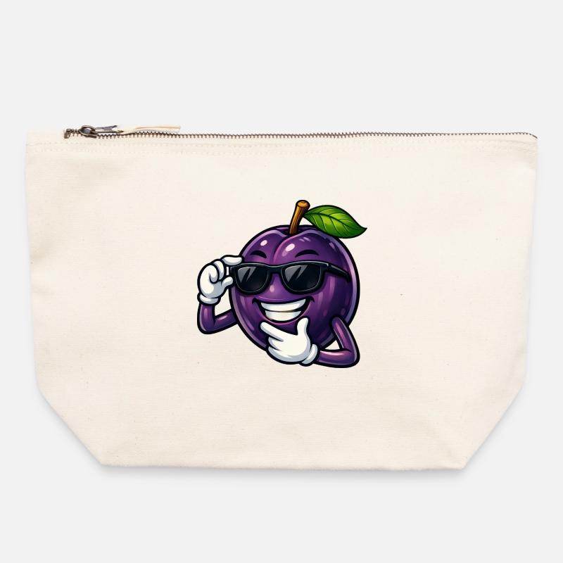 Cool Plum Cartoon Comic Fruit Summer - Canvas Zip Pouch 22 x 23 cm - nature