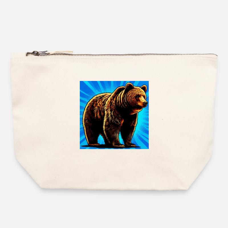 bear - Canvas Zip Pouch 22 x 23 cm - nature