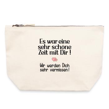 Abschied Kollegin - Schöne Zeit - Canvas Reißverschluss-Täschchen (22 x 23 cm) - Naturweiß - Vorne