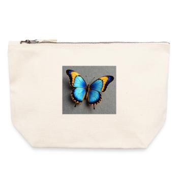 Kobaltblauer Schmetterling mit Orangenkante - Canvas Reißverschluss-Täschchen (22 x 23 cm) - Naturweiß - Vorne