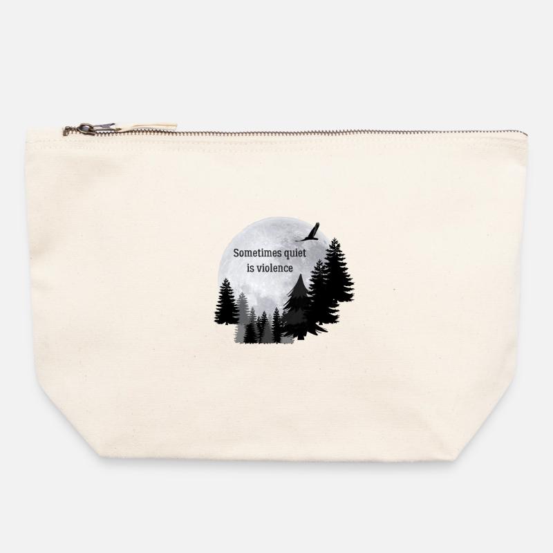 Moon. Sometimes quiet is violent - Canvas Zip Pouch 22 x 23 cm - nature