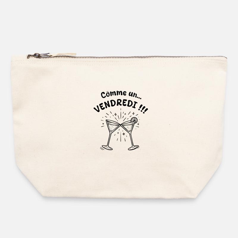 Comme un vendredi ! - Pochette zippée en toile 22 x 23 cm - blanc naturel