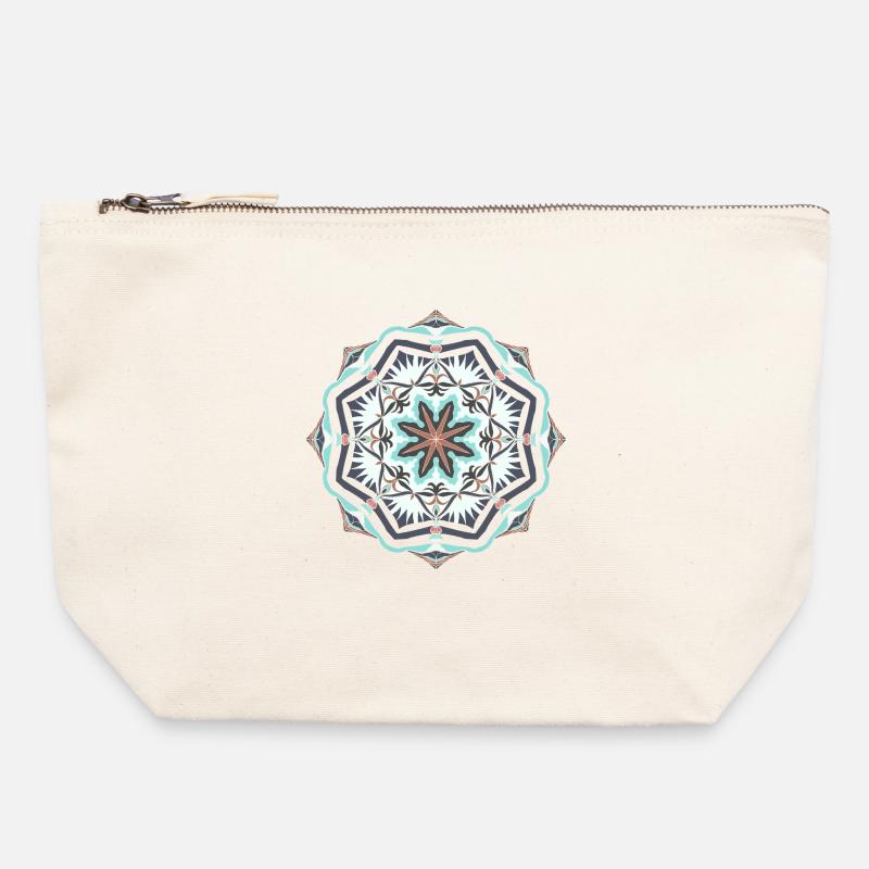 Mandala étoile de mer - Pochette zippée en toile 22 x 23 cm - blanc naturel