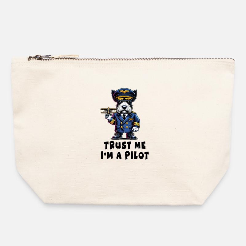 Scottish Terrier, trust me, I'm a pilot - Canvas Zip Pouch 22 x 23 cm - nature