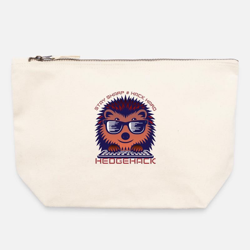 T-shirt Hérisson Coding Enthusiast - Pochette zippée en toile 22 x 23 cm - blanc naturel