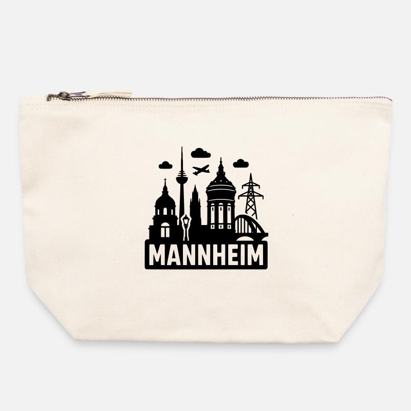 Mannheim Silhouette - Canvas Reißverschluss-Täschchen (22 x 23 cm) - Naturweiß