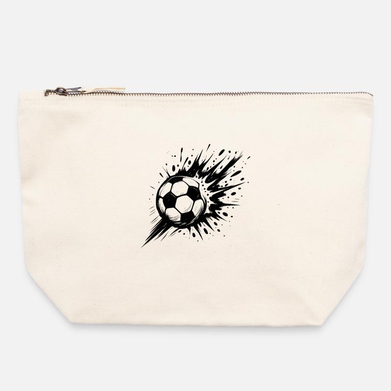 Exploding football in black and white - Canvas Zip Pouch 22 x 23 cm - nature