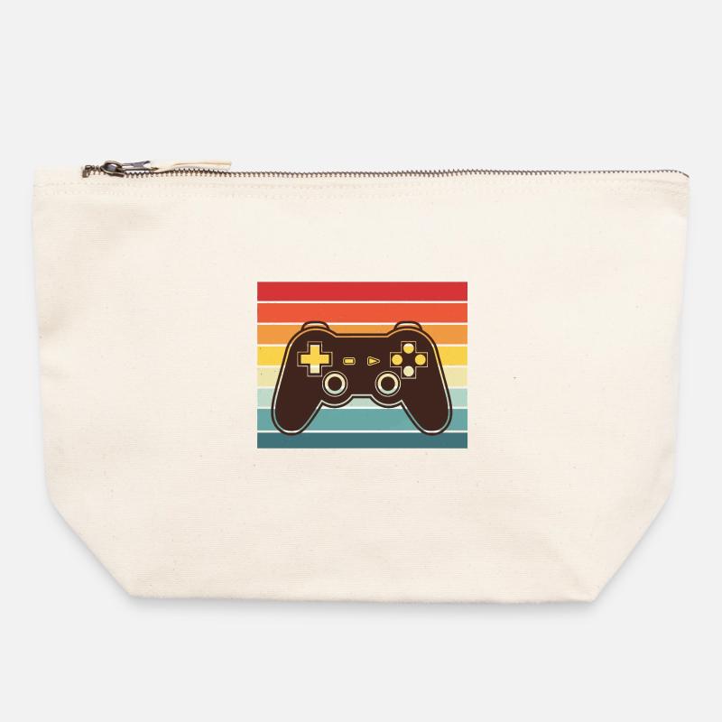 Retro Rainbow ControllerVintage Video Game Controller - Canvas Zip Pouch 22 x 23 cm - nature