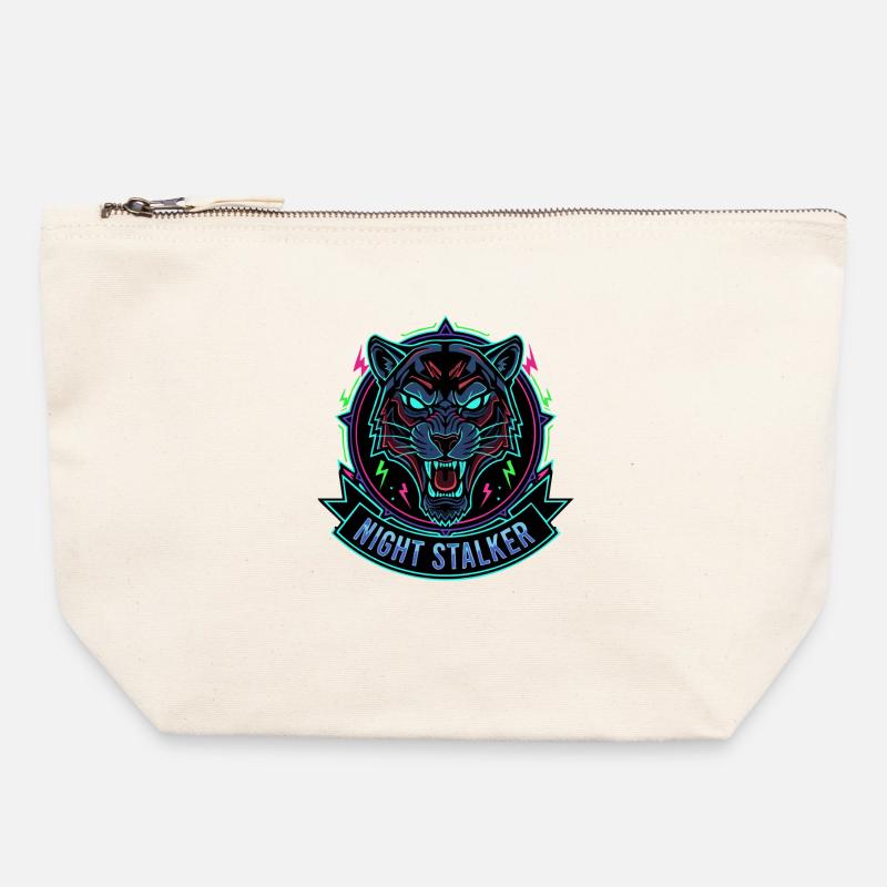 Leopard Neon Night - Canvas Zip Pouch 22 x 23 cm - nature