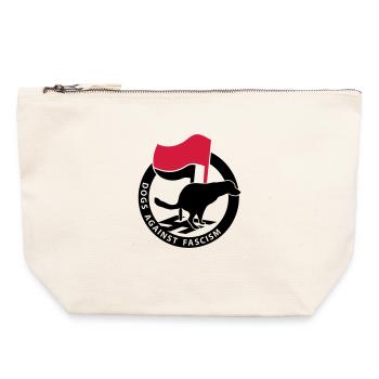 "Dogs Against Fascism" for Antifa Dog Owners - Canvas Zip Pouch 22 x 23 cm - nature - Front