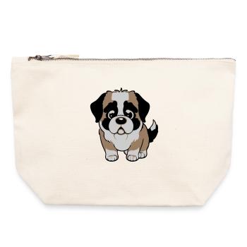 Chien Saint-Bernard - Pochette zippée en toile 22 x 23 cm - blanc naturel - Devant