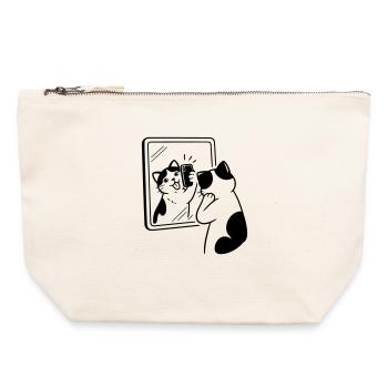 Katze Spiegel Selfie - Canvas Reißverschluss-Täschchen (22 x 23 cm) - Naturweiß - Vorne