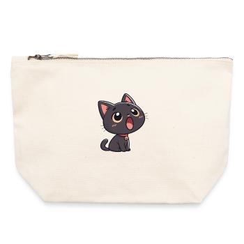 Black Cat in awe - Canvas Zip Pouch 22 x 23 cm - nature - Front