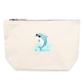 Delfin-Sommer-Pinkbrille - Canvas Reißverschluss-Täschchen (22 x 23 cm) - Naturweiß - Vorne