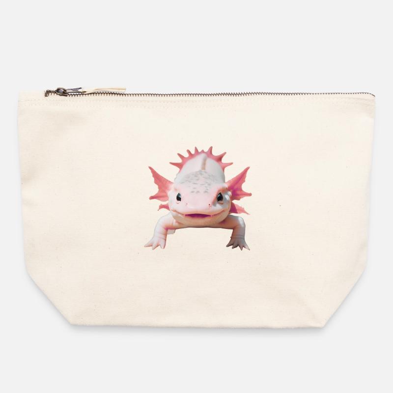 Joyeux Axolotl - Pochette zippée en toile 22 x 23 cm - blanc naturel