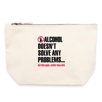 L'alcool ne résout pas les problèmes ... Mais - Pochette zippée en toile 22 x 23 cm - blanc naturel - Devant