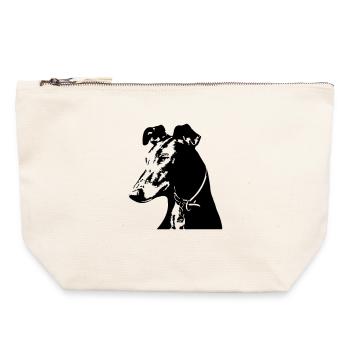 Galgo Kopf - Canvas Reißverschluss-Täschchen (22 x 23 cm) - Naturweiß - Vorne