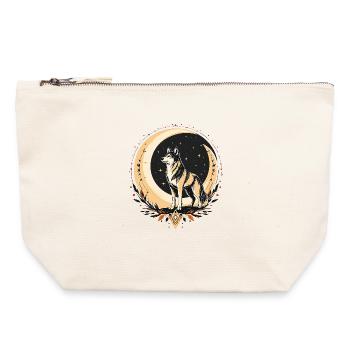 Boho Wolf - Canvas Reißverschluss-Täschchen (22 x 23 cm) - Naturweiß - Vorne