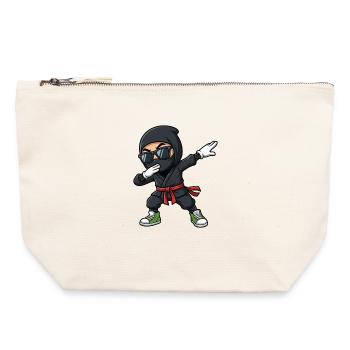 Funny Dabbing Ninja Cartoon - Canvas Zip Pouch 22 x 23 cm - nature - Front