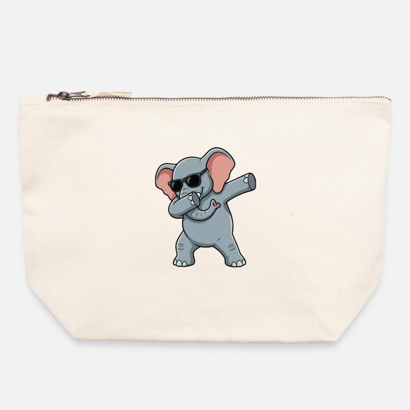 Lustiger Elefant im Dab-Style - Canvas Reißverschluss-Täschchen (22 x 23 cm) - Naturweiß