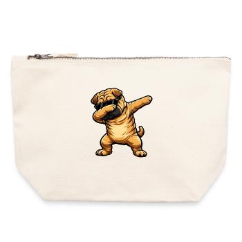 Dabbing Shar Pei - Canvas Zip Pouch 22 x 23 cm - nature - Front