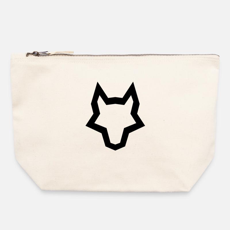 LOGO des Wolfes - Canvas Reißverschluss-Täschchen (22 x 23 cm) - Naturweiß