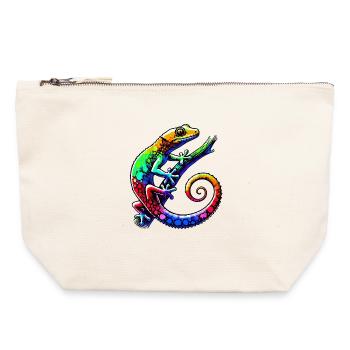 Gecko - Canvas Reißverschluss-Täschchen (22 x 23 cm) - Naturweiß - Vorne