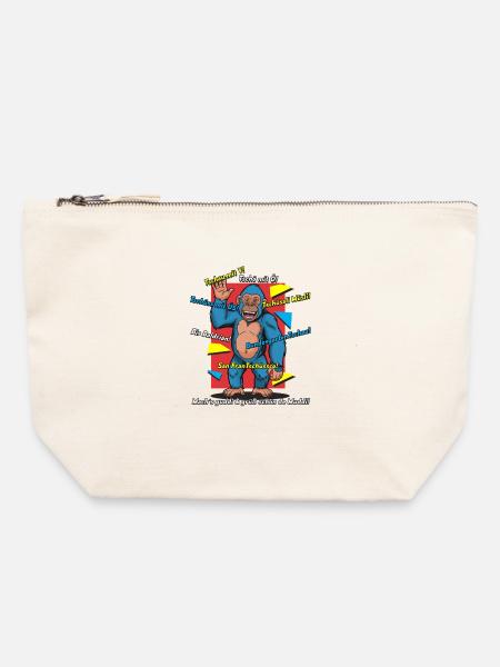 Bunter Spruch-Gorilla Cartoon. Abschiedssprüche - Canvas Reißverschluss-Täschchen (22 x 23 cm) - Naturweiß