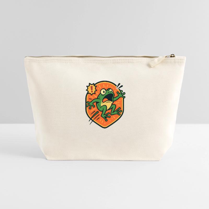 Badge Panic Frog Pochette zippée en toile 22 x 23 cm