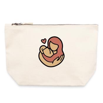 Mother Child Hug Love - Canvas Zip Pouch 22 x 23 cm - nature - Front