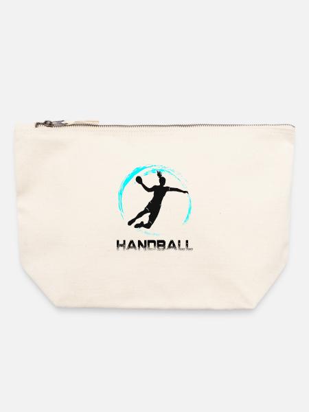 Handball - Canvas Reißverschluss-Täschchen (22 x 23 cm) - Naturweiß