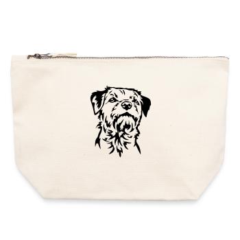 Tête de Border Terrier - Pochette zippée en toile 22 x 23 cm - blanc naturel - Devant