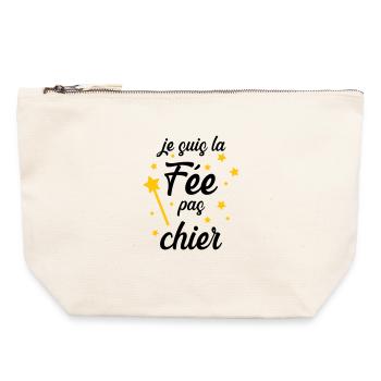 Je suis la Fée pas chier ! - Pochette zippée en toile 22 x 23 cm - blanc naturel - Devant